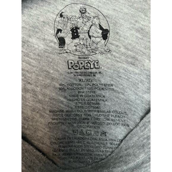 Popeye The Sailor Tattoo DJ Men’s Gray T shirt Spinach Size XL - Picture 4 of 7